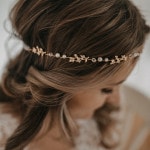 Braut Haarschmuck Gold mit Blätter und Perlen