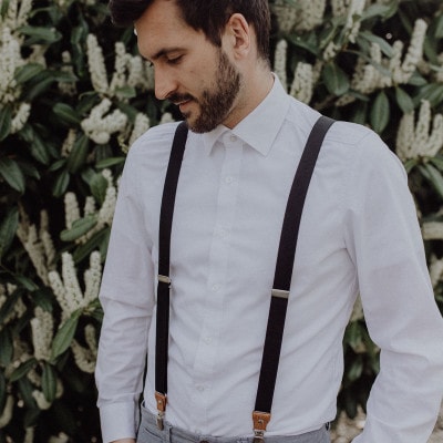 Klassische schwarze Hosenträger Vintage Mann Hochzeitsanzug Accessoires  Qualität Leder Teil Hosenträger für Männer Geschenkidee am  Vatertagsgeschenk - .de