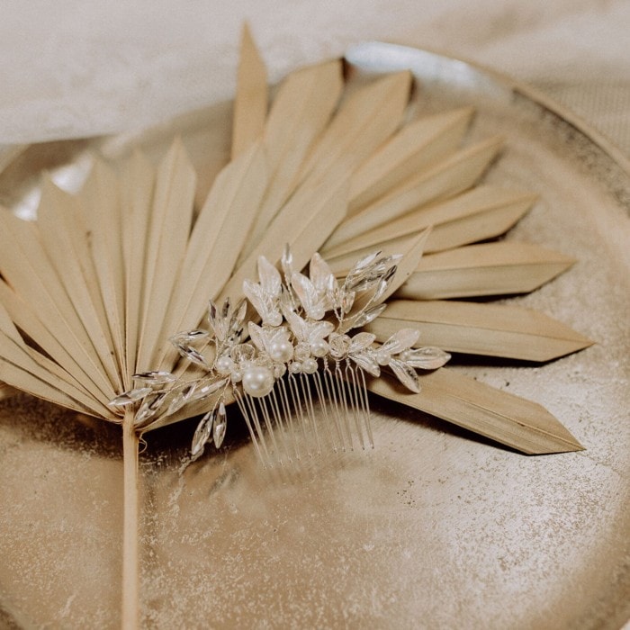 Brauthaarkamm Silber mit Blättern Boho Vintage Wedding Brauthaarkamm Silber mit Blättern Boho Vintage Wedding
